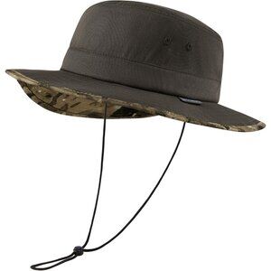 Unisex Brown Western Wide Brim Boonie with Chin Strap Hiking Classic Cowboy Hat